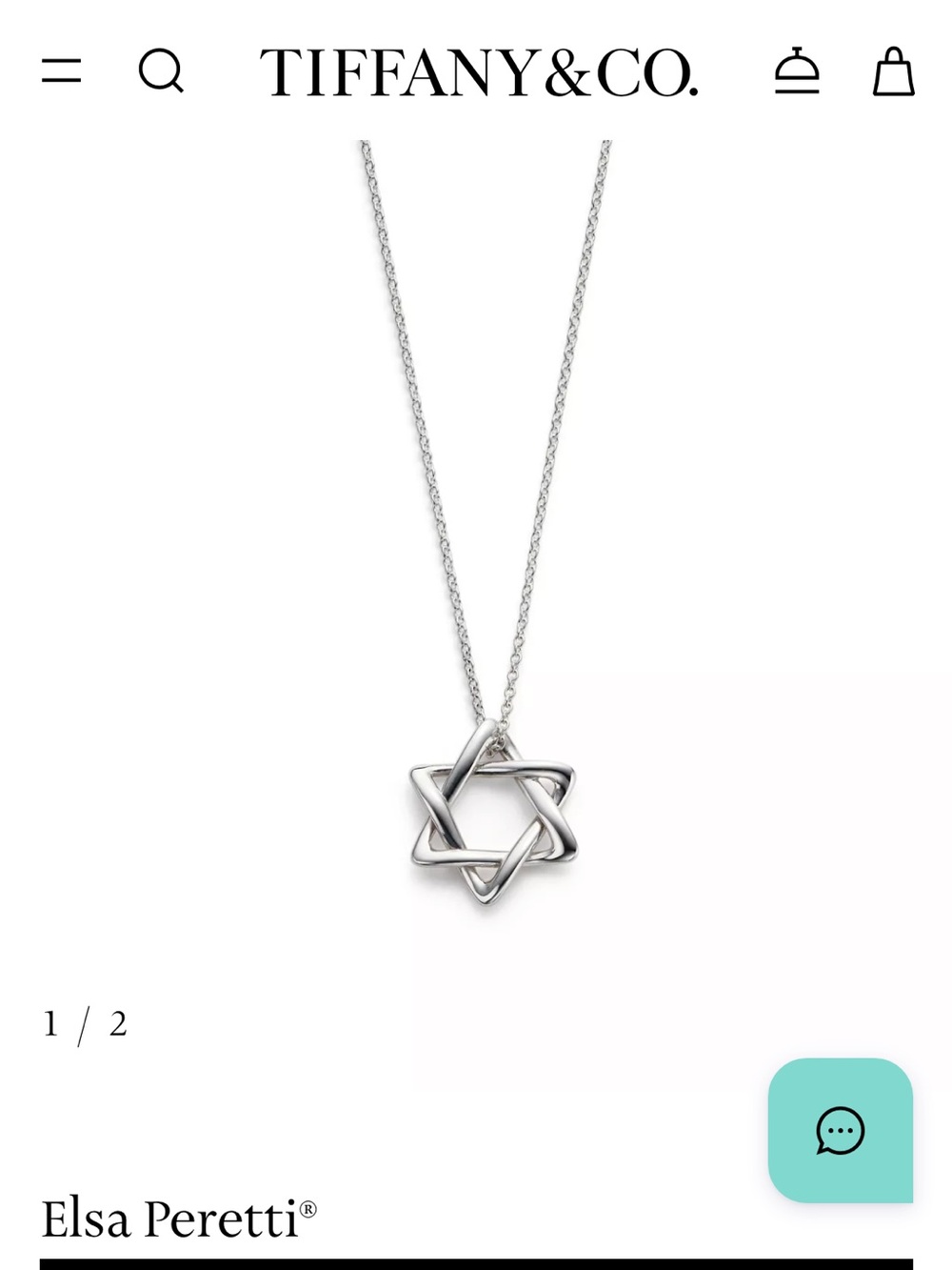 Tiffany & Co. Silver Star of David Pendant Necklace
